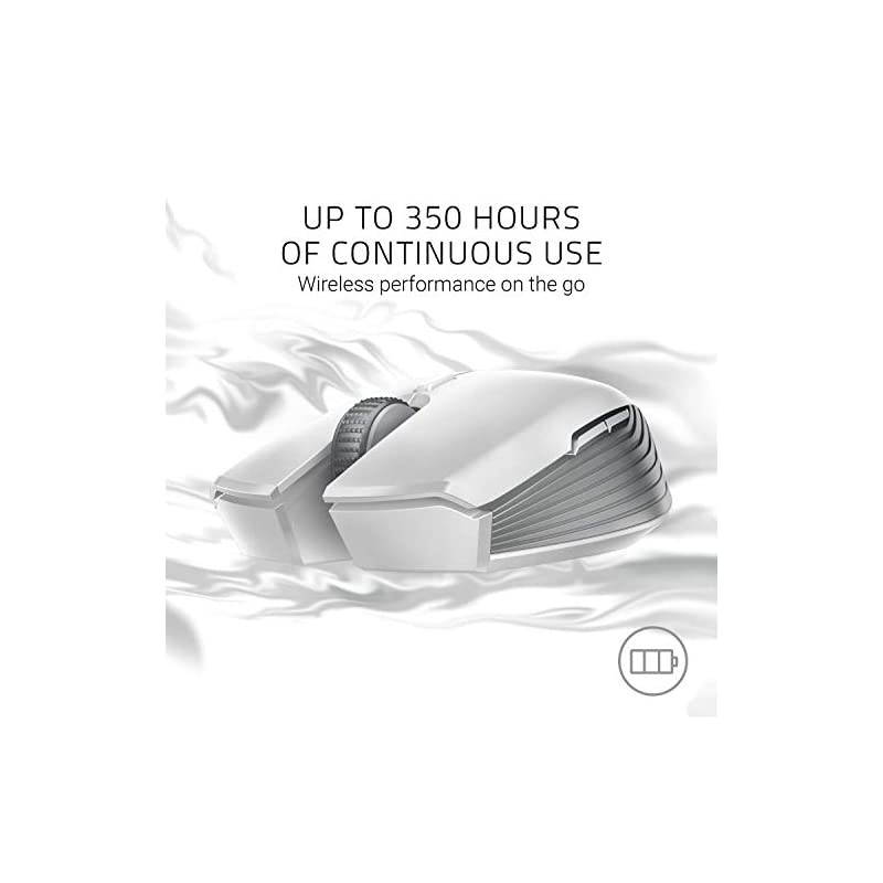 Atheris Ambidextrous Wireless Mouse 7200 DPI Optical Sensor 350 Hr Battery Life USB Wireless Receiver Bluetooth Connection Mercury White