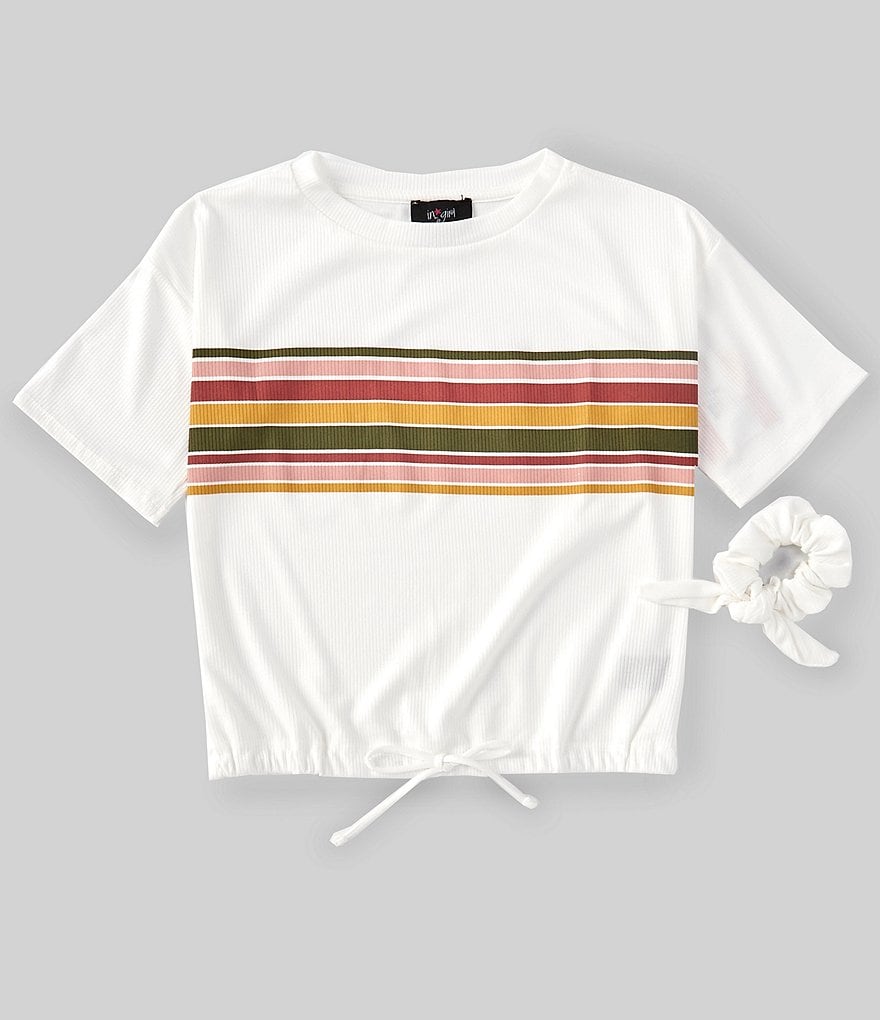 I.N. Girl Big Girls 7-16 Short-Sleeve Chest-Stripe Tee