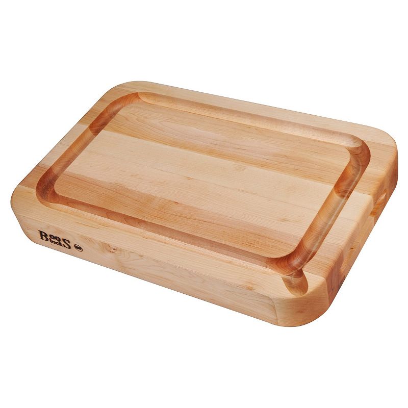 John Boos Maple Wood Reversible 24 x 18 x 2.25 inches Cutting Board with Juice Groove, Curved Edges and Pouring Spout, Brown