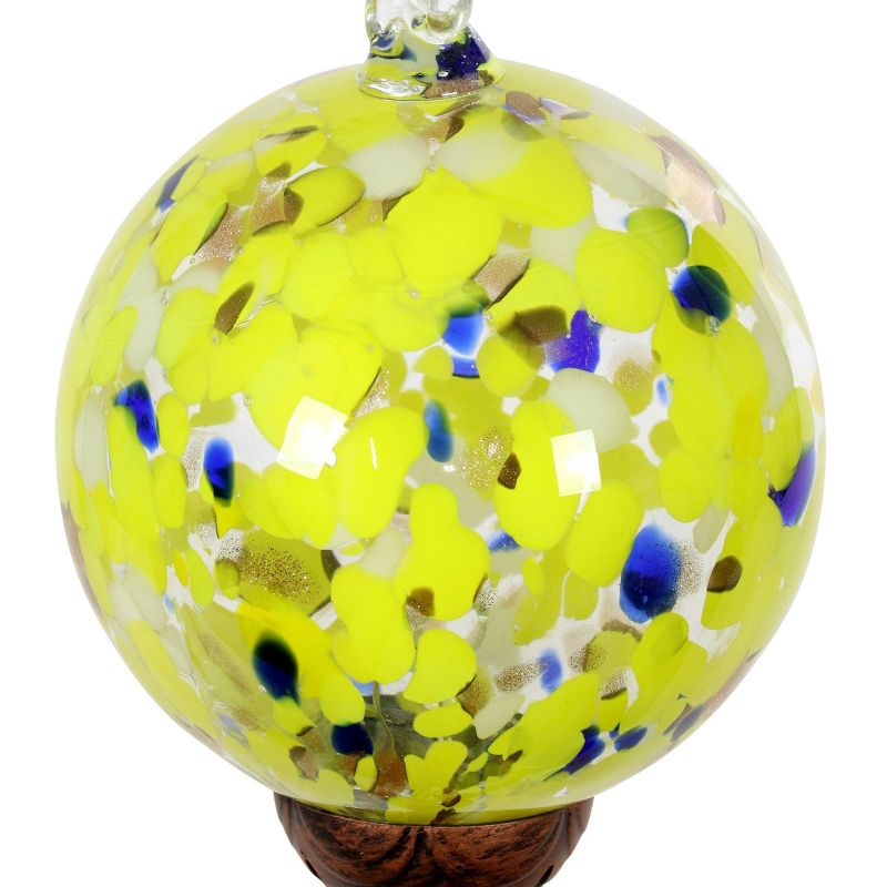 46.25" Solar Glass Ball Wind Chime Yellow - Exhart
