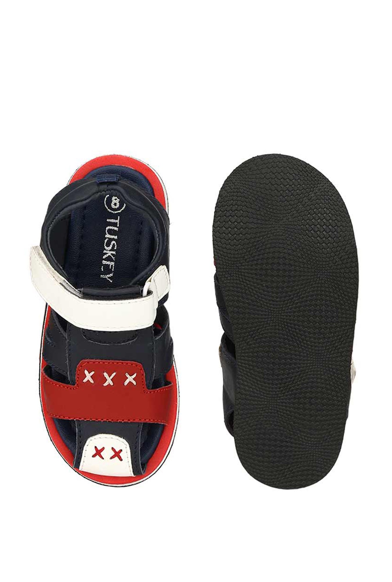 Tuskey Kids Blue & Red Leather Sandals