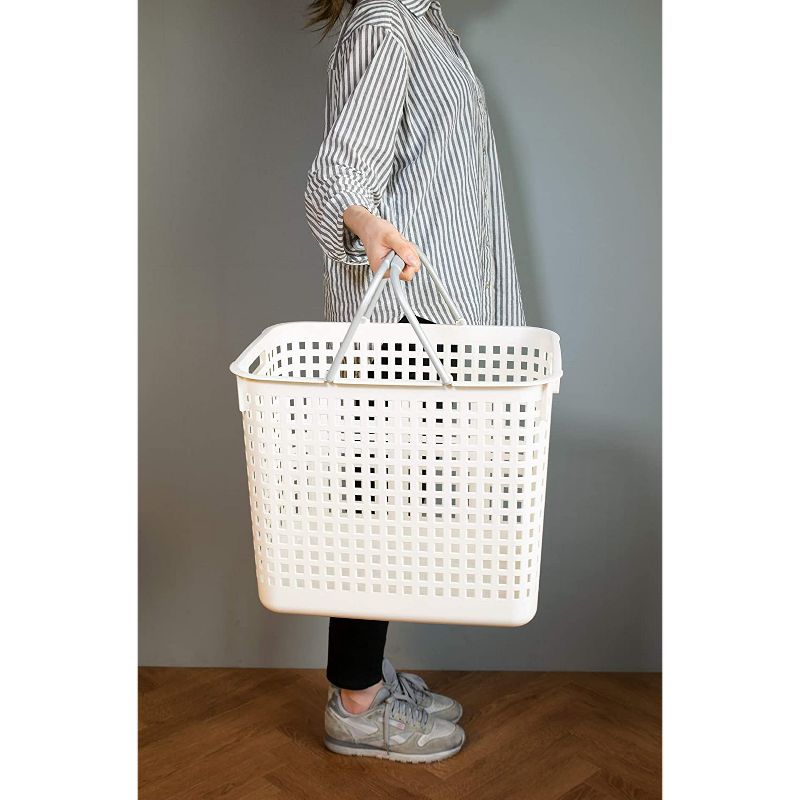 Like-it 12 x 19 x 15 Inch Large Midcentury Modern Scandinavian Style Square Durable Plastic Home Organizing Storage Basket, White