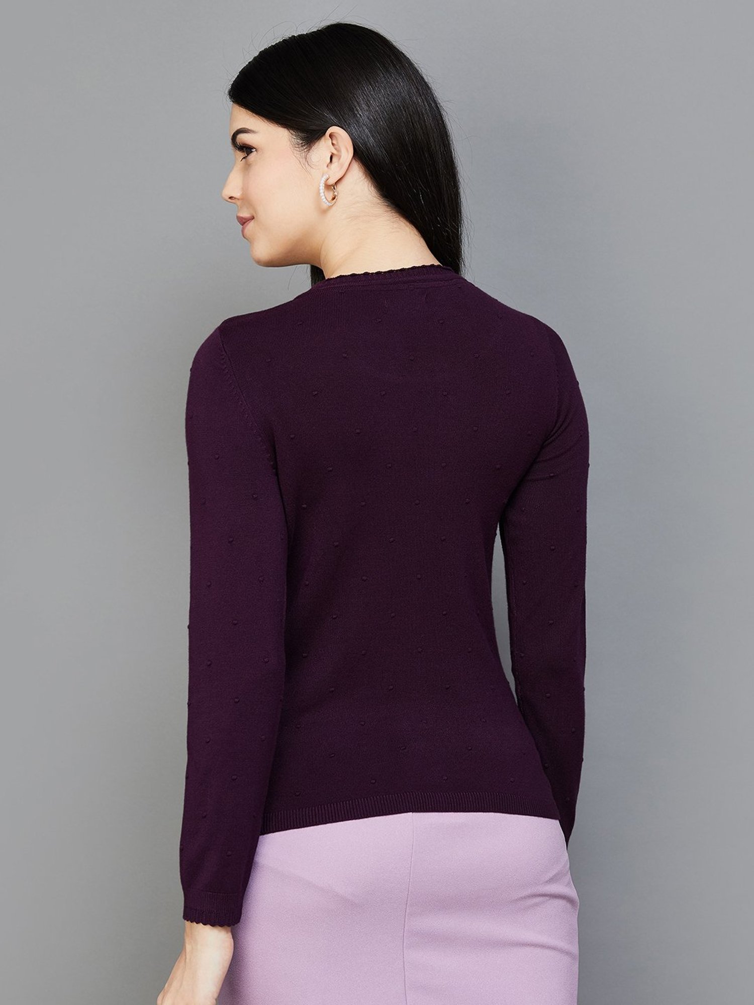 Code by Lifestyle Purple Self Pattern Pullover