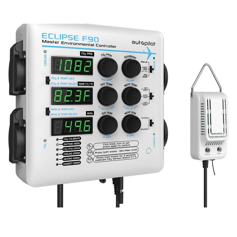 Autopilot APE4200 Eclipse F90 Master Environmental Controller Growing Tent Greenhouse Wall Unit for Humidity, Temperature, and CO2, White