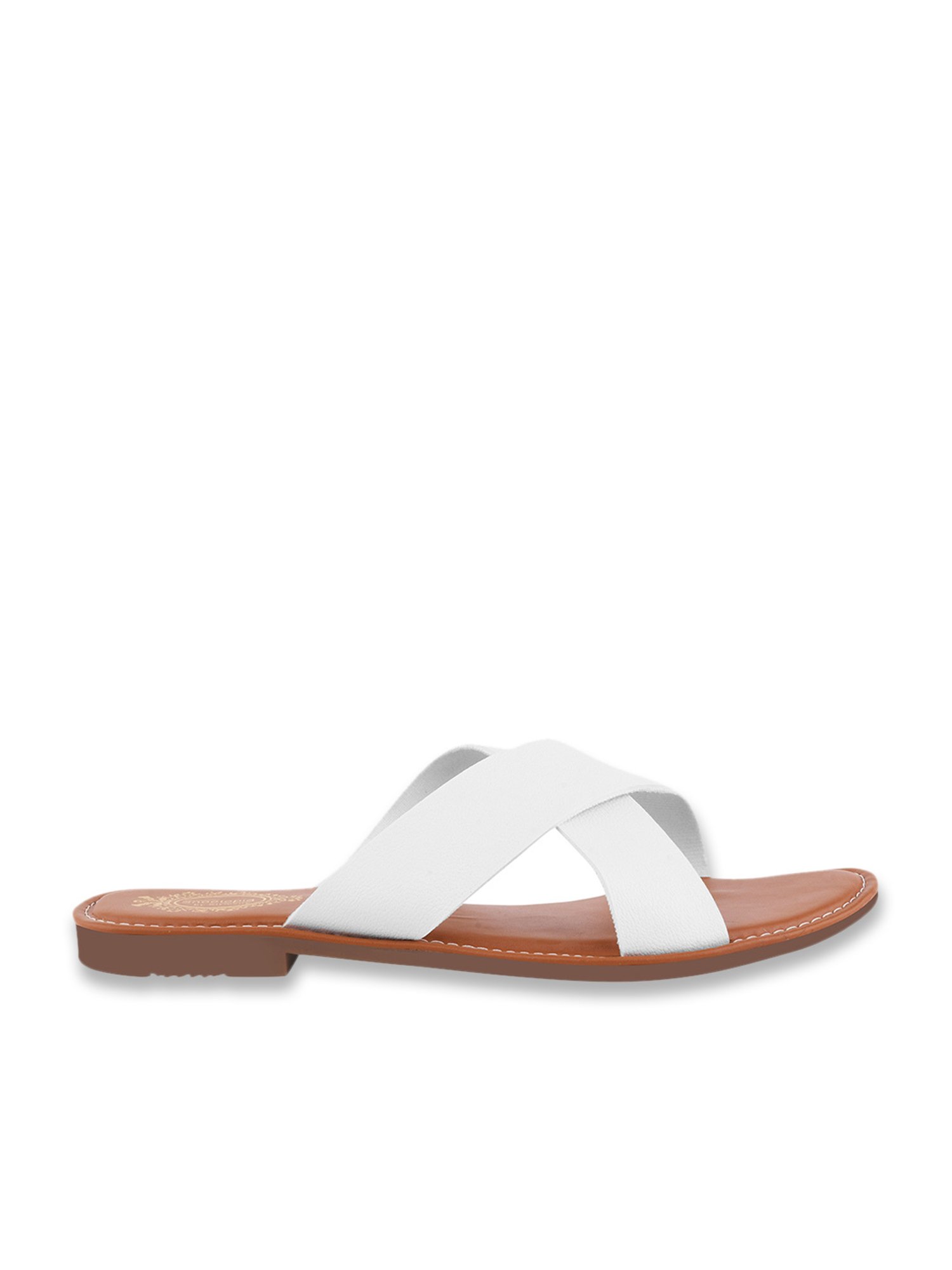 Shoetopia Women's White Cross Strap Sandals