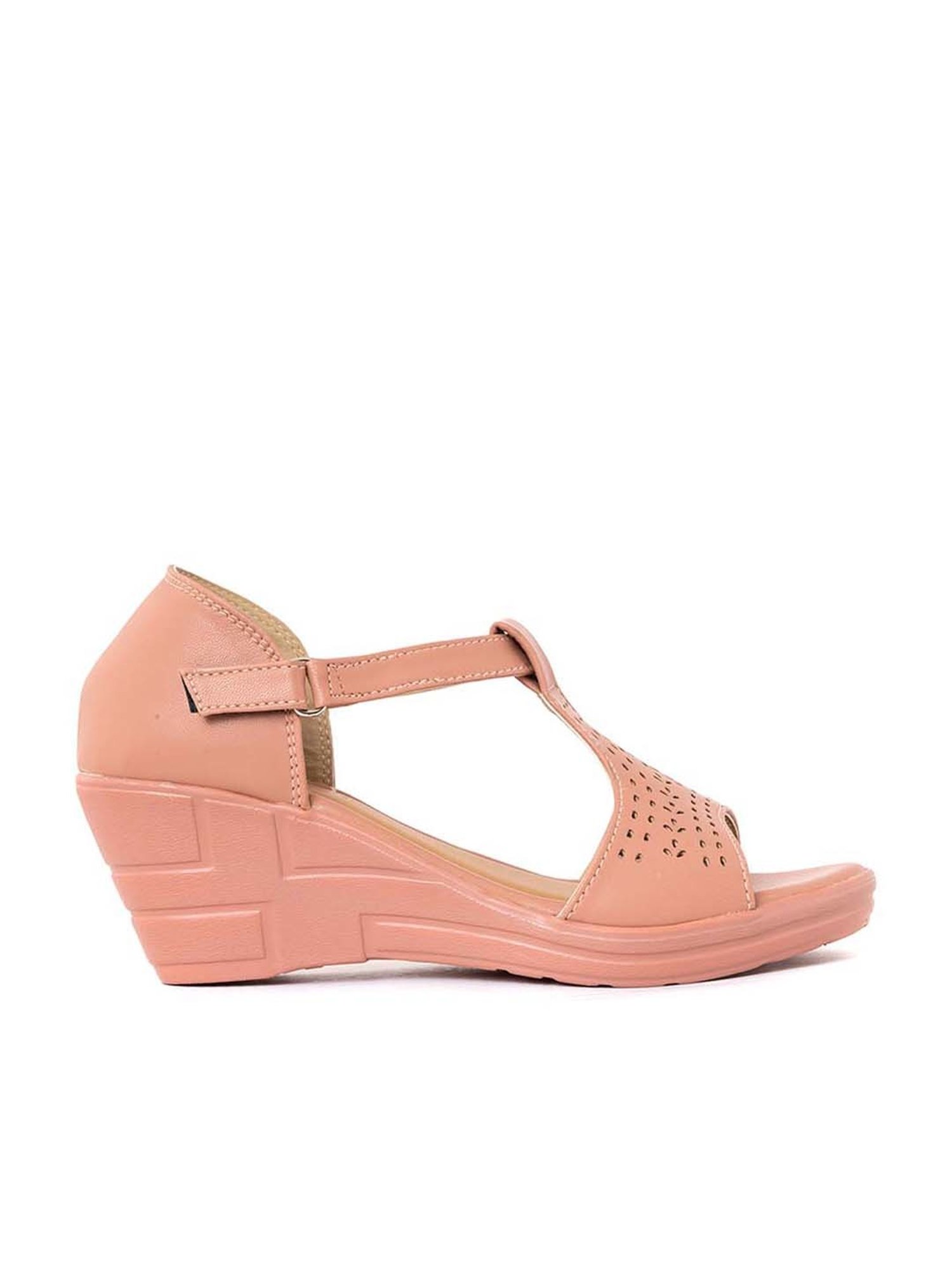 Khadim Women's Pink Ankle Strap Wedges