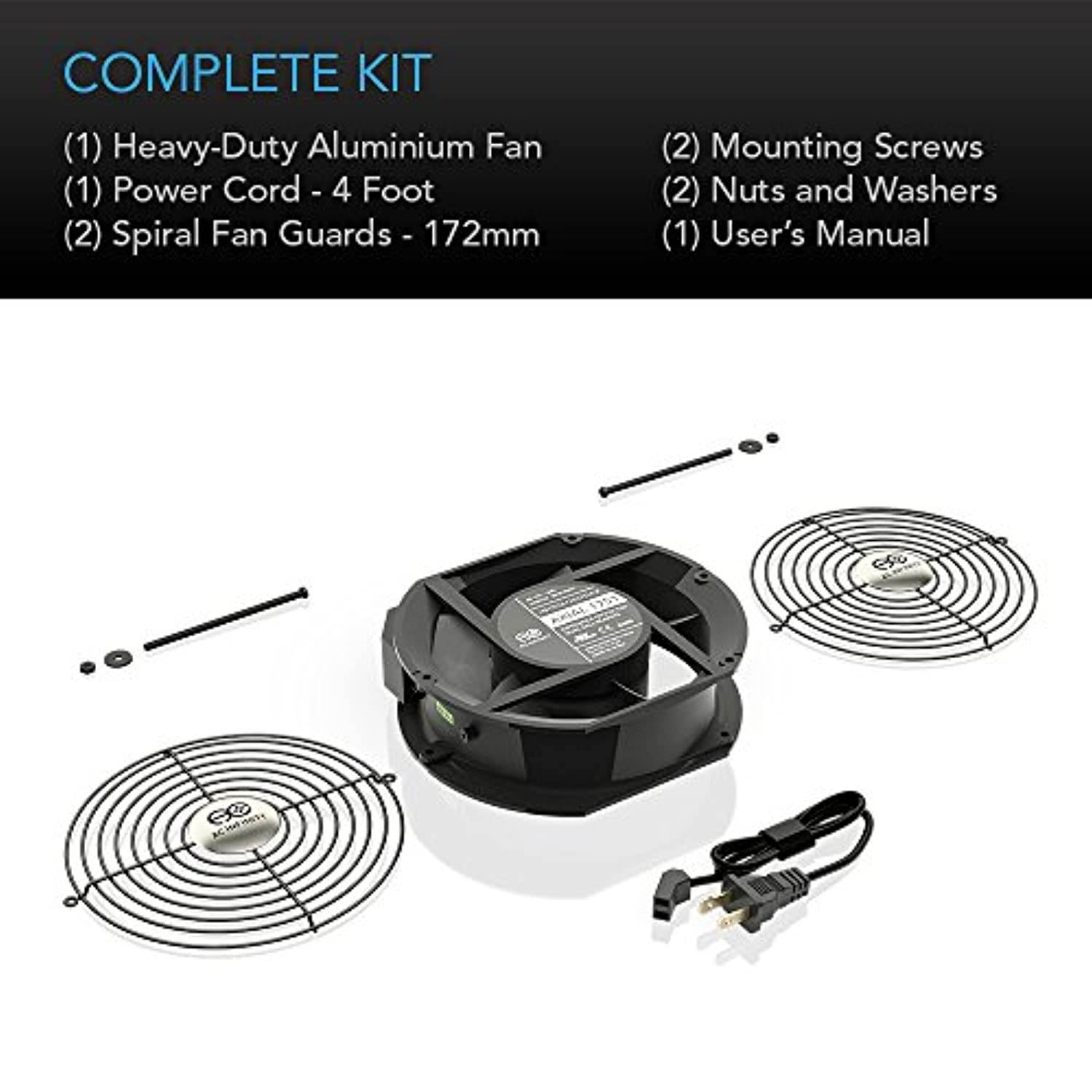 AC Infinity AXIAL 1751, Muffin Fan, 120V AC 172mm x 150mm x 51mm High Speed, UL-Certified for DIY Cooling Ventilation Exhaust Projects (HS1751A-X)