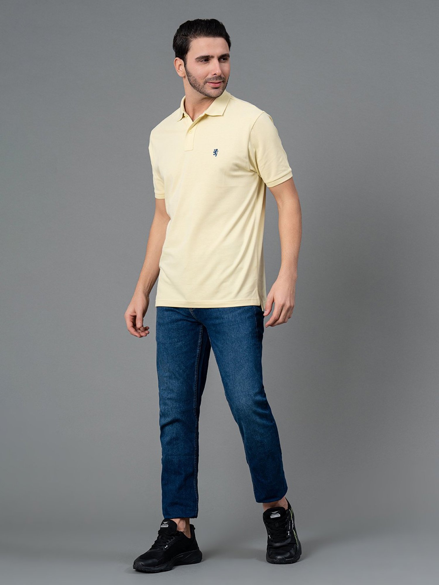 Red Tape Yellow Regular Fit Cotton Polo T-Shirt