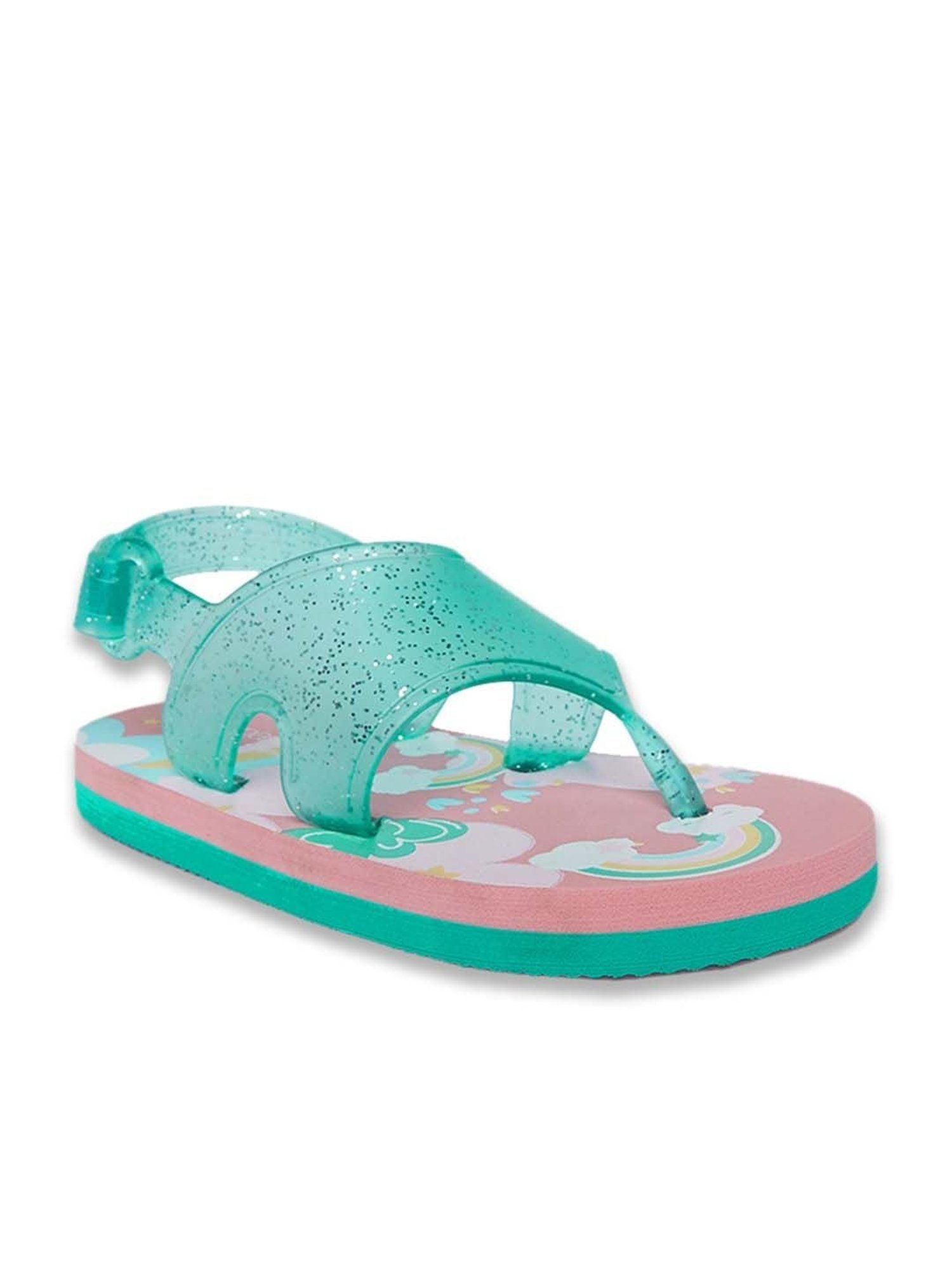 Pantaloons Junior Green & Pink Flip Flops
