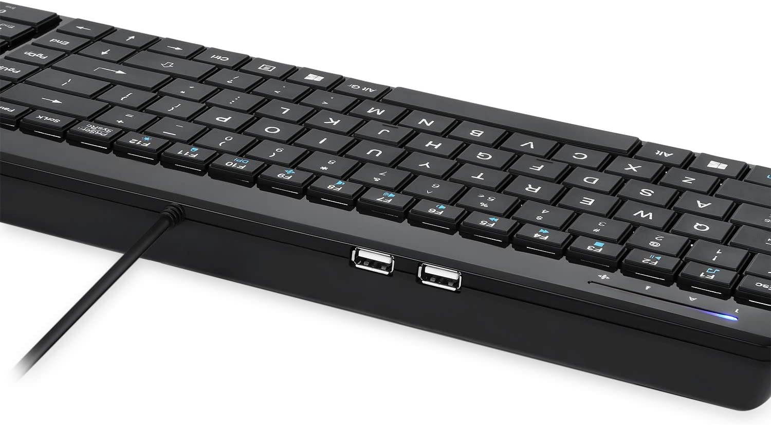 Perixx Periboard-320 Wired Backlit Trackball Keyboard with 2 Hubs, Compact Design with Numeric Keypad, Black, US English Layout (11494)