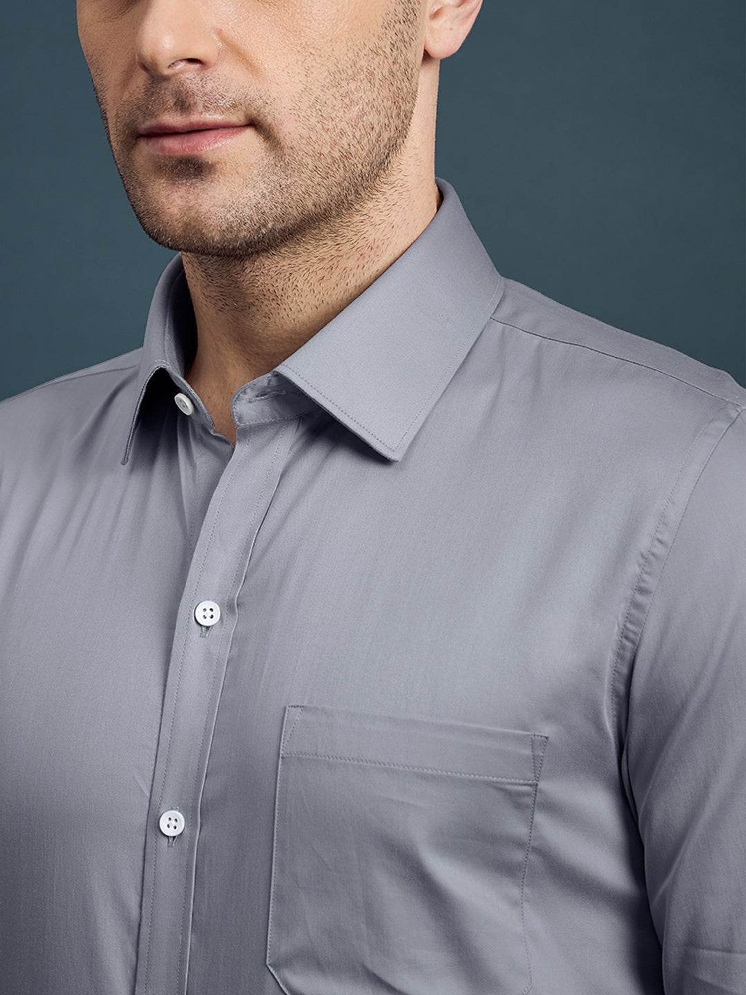 Louis Stitch Grey Cotton Regular Fit Shirt