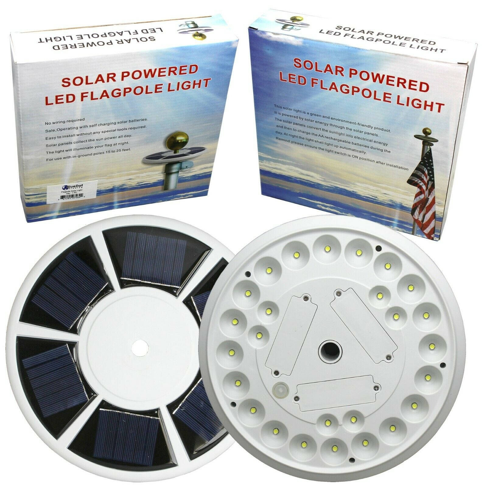 SHIPS FROM US Solar Flagpole Light 26LEDs Top Mount +Camping Garden Dusk to Dawn