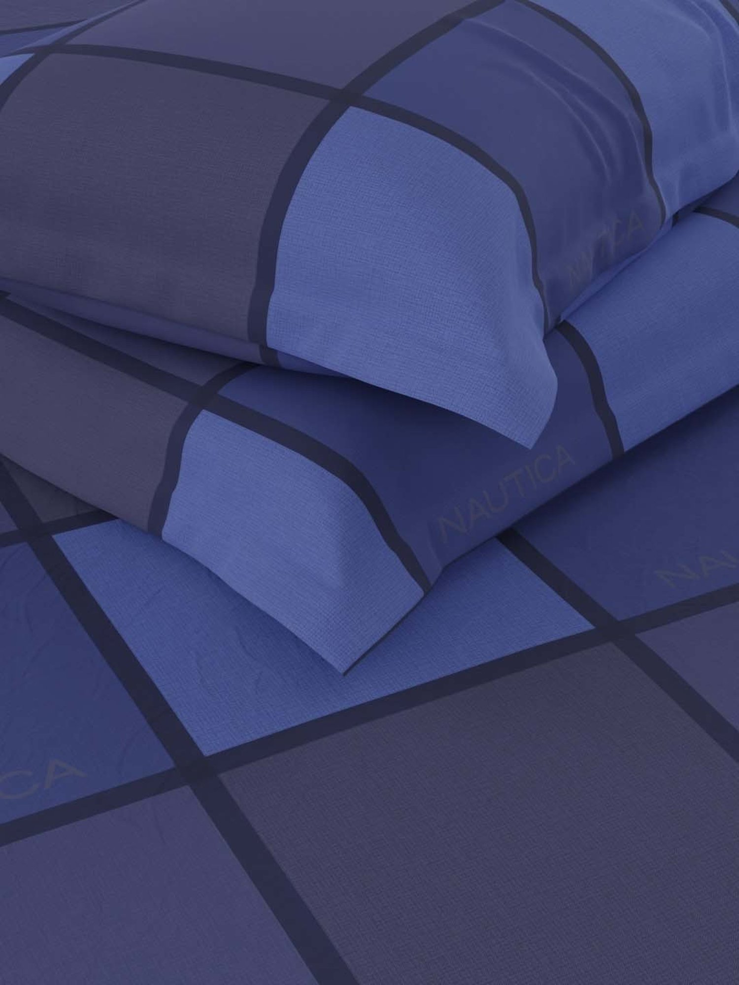 House This Juniper Blue Cotton 600 TC Double Size Bedsheet With Pillow Covers