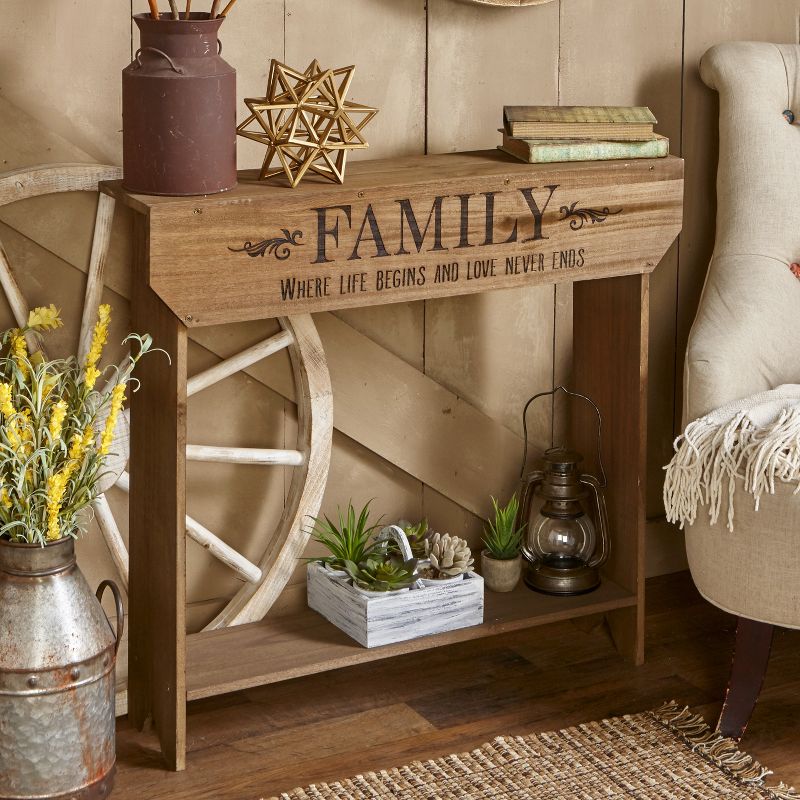 Lakeside Farmhouse Sentiment Console Table - "Family" - Rustic Country Decor