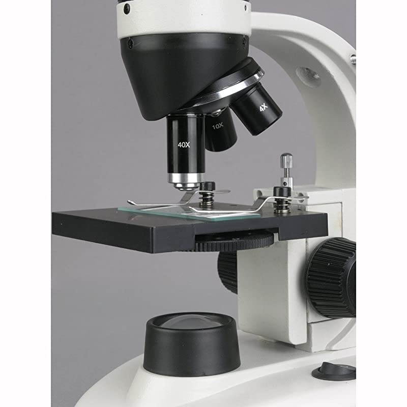 M135C2LPB10 Compound Monocular Microscope WF10x and WF25x widefield eyepieces 40x1000x Magnification Brightfield Upper and Lower LED Illumination Plain Stage Cordless Operation with Rechargeable