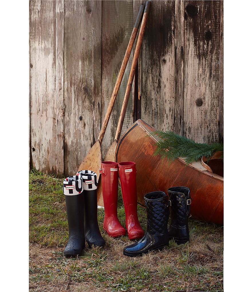 Hunter Refined Gloss Quilted Short Waterproof Boots