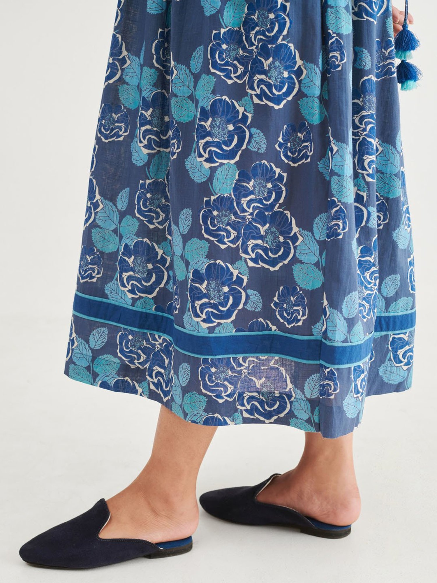 Prakriti Jaipur Indigo Floral Midi Dress