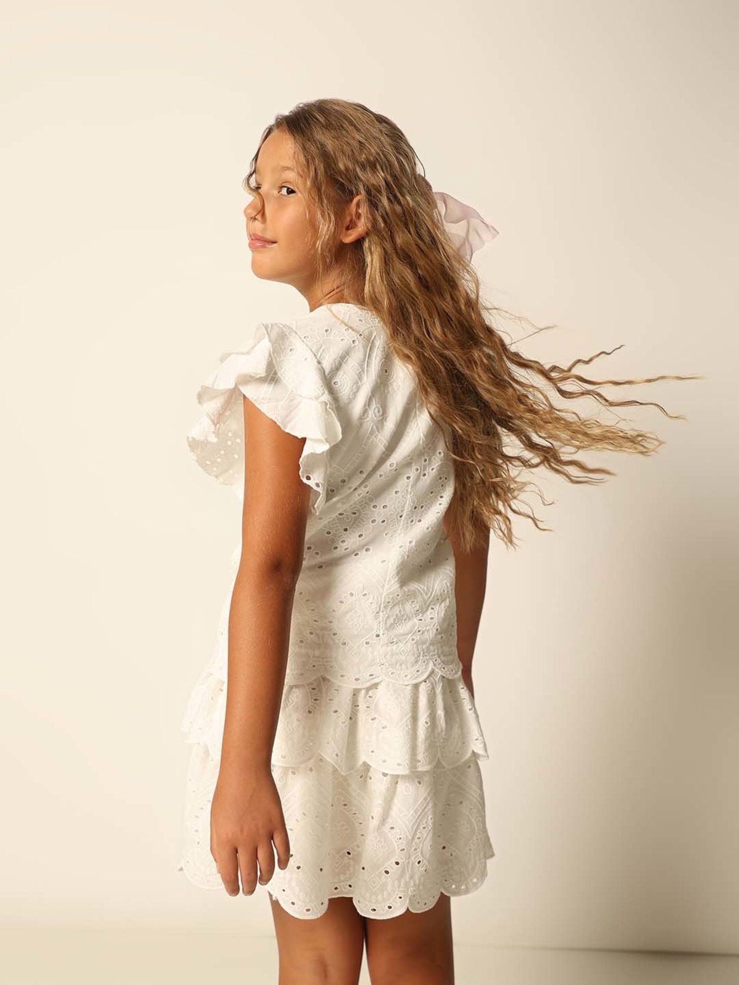 VERO MODA GIRL White Cotton Embroidered Top