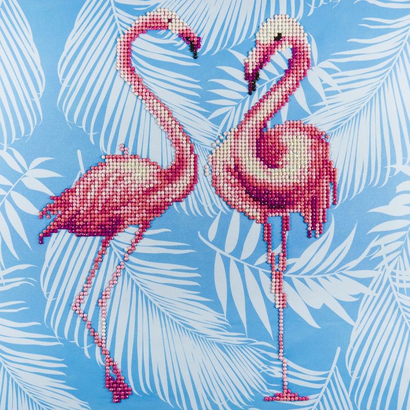 Leisure Arts Diamond Art Intermediate Kit 12"X12"-Flamingo Duo