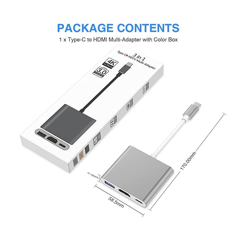 C to HDMI Adapter 31 TypeC Hub to HDMI 4K+30+C Charging Port MacbookiMac HDMI AdapterC Digital AV Multiport Adapter for MacBook Pro iPad ProS8+S9+ProjectorMonitorGray