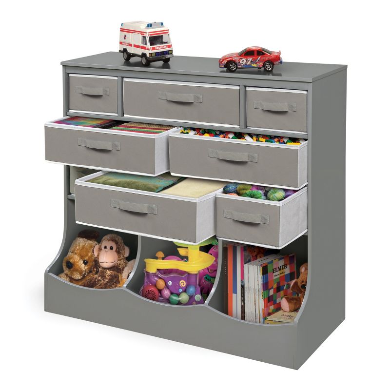 Badger Basket Storage Station with Eight Baskets and 3 Bins Gray