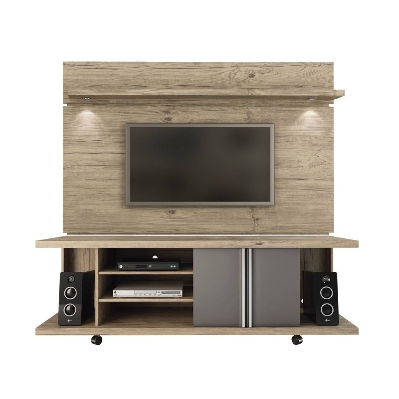 Park 1.8 Floating Wall TV Panel with Led Lights Natural - Manhattan Comfort