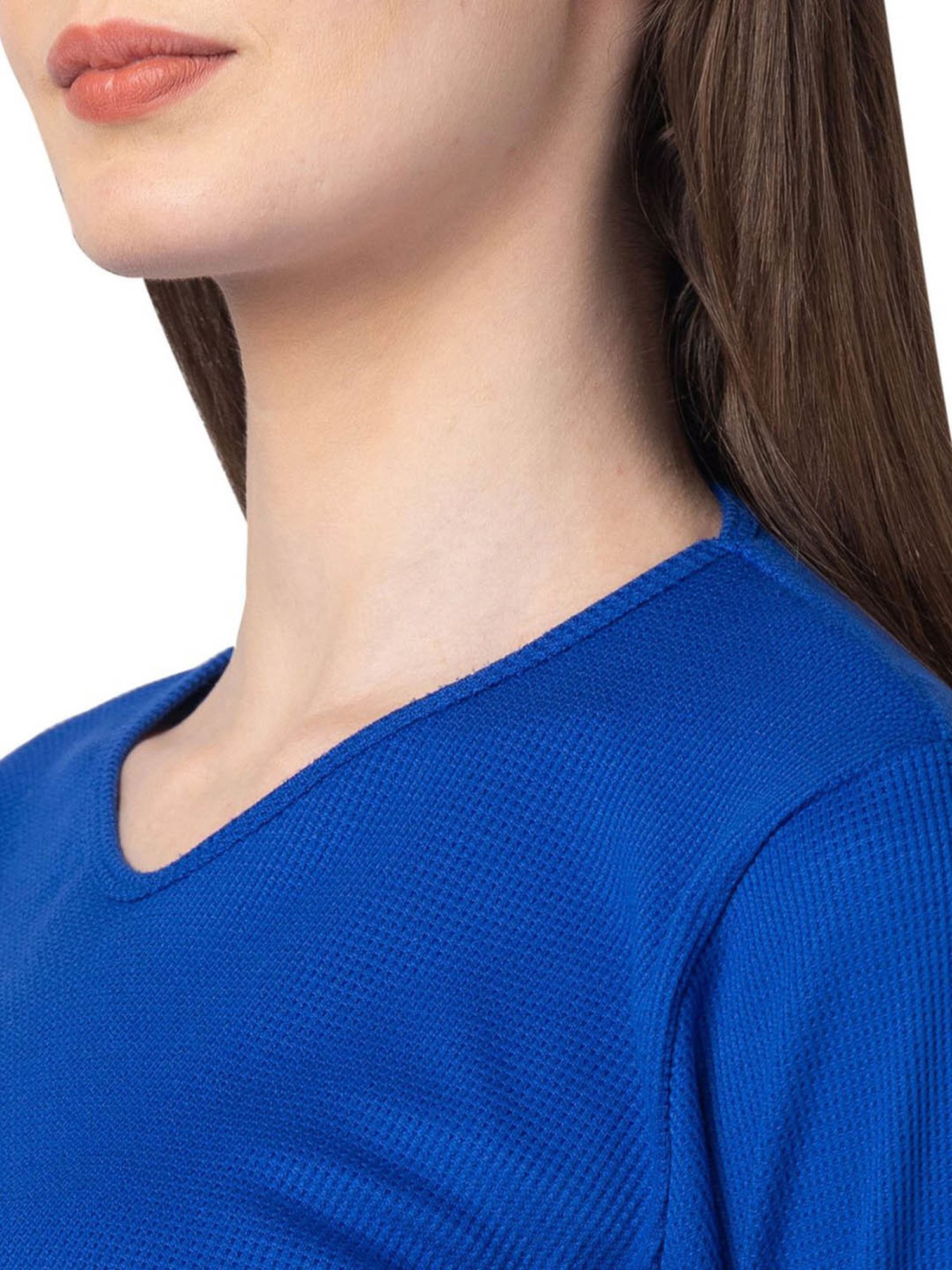 Candyskin Cotton Royal Blue T-Shirt With Capris