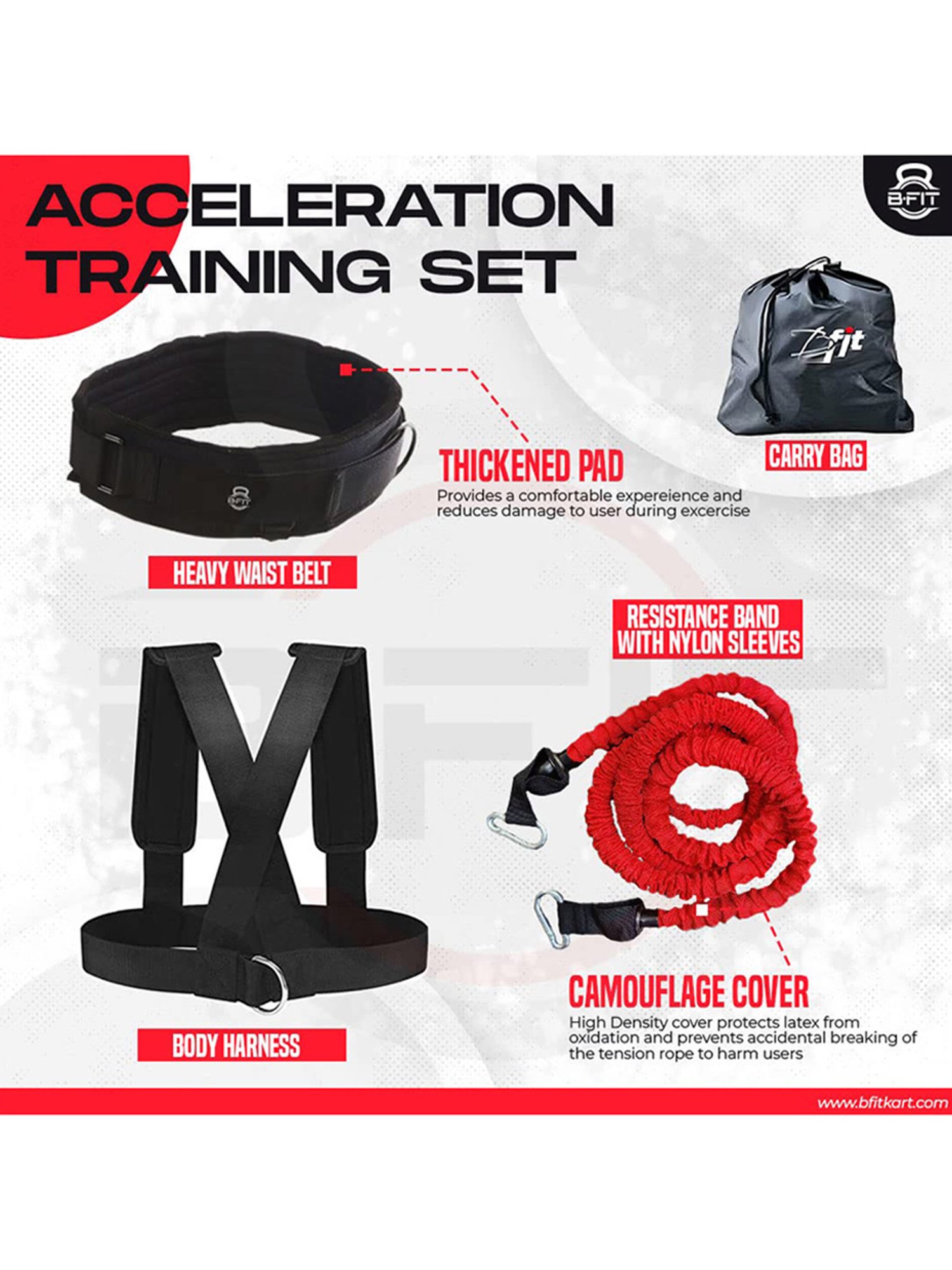 B Fit Resistance Trainer Acceleration Speed Cord (Black)