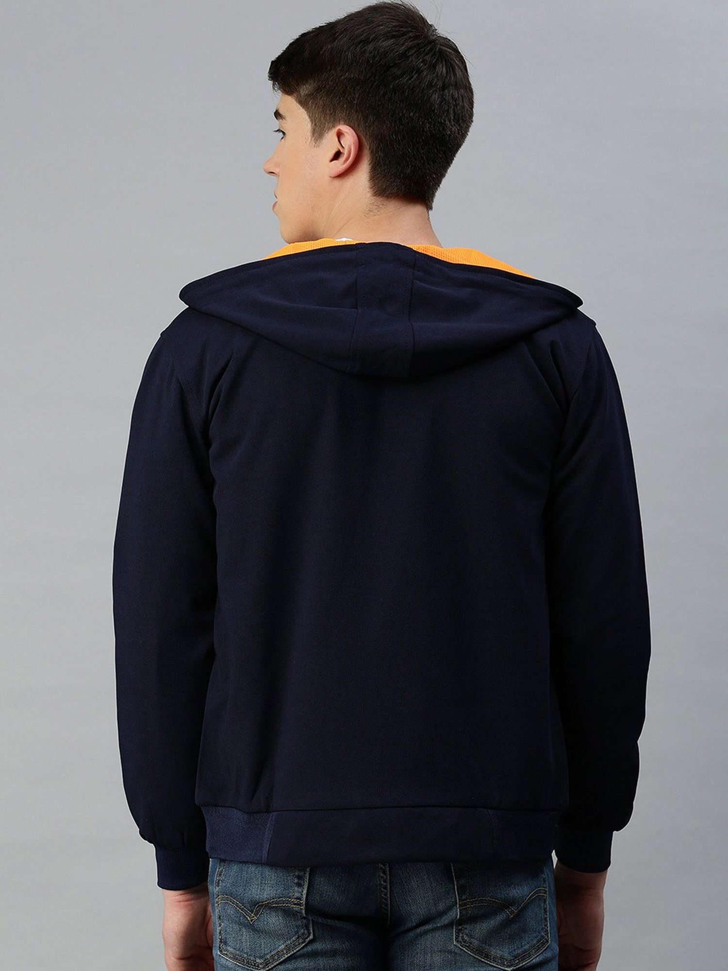 VOXATI Navy Regular Fit Hooded Jacket