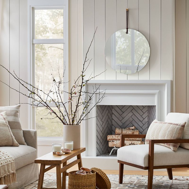 24" Frameless Mirror with Braided Leather Hanging Strap - Threshold™ designed with Studio McGee