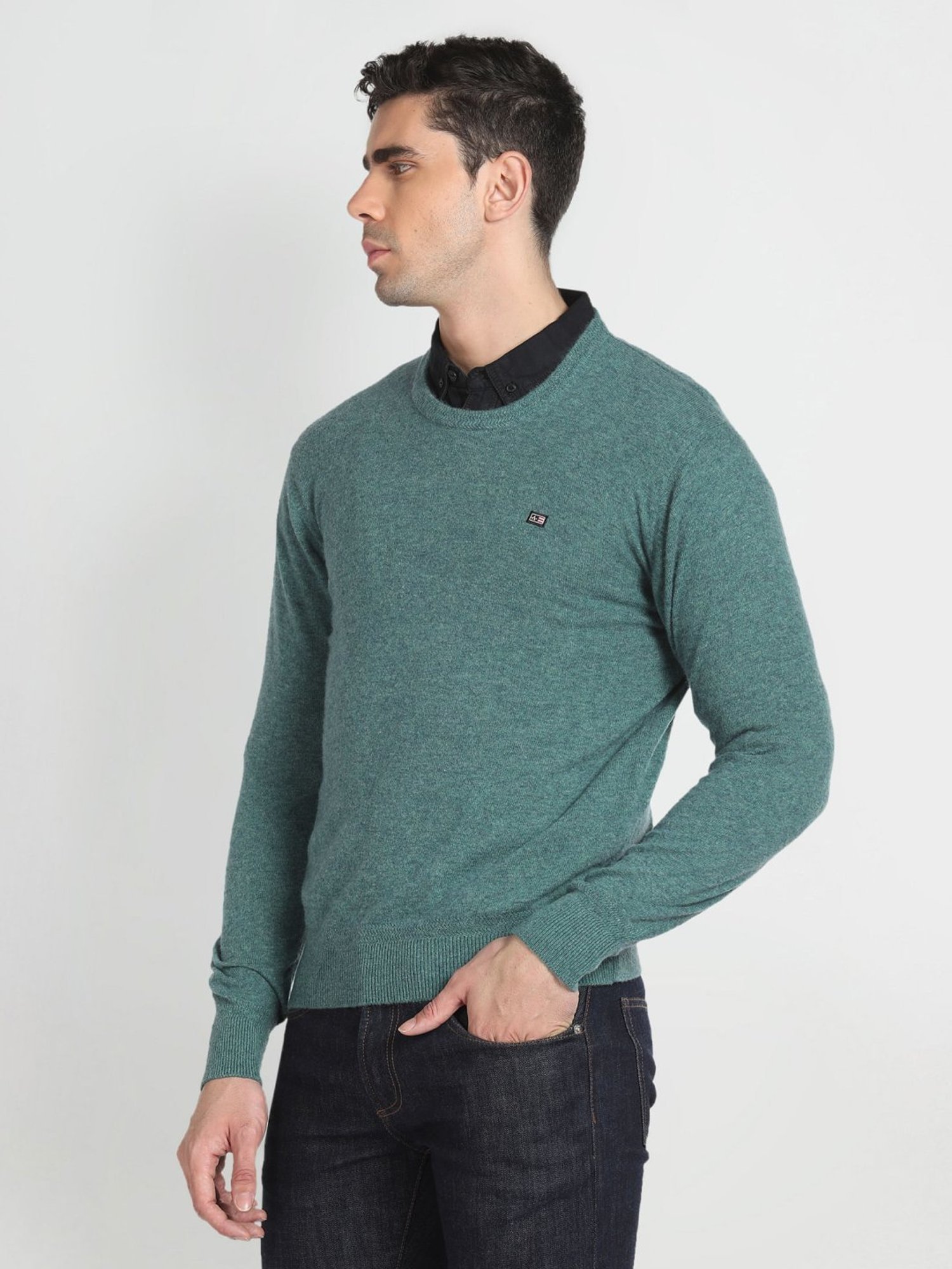 Arrow Sport Green Regular Fit Sweater