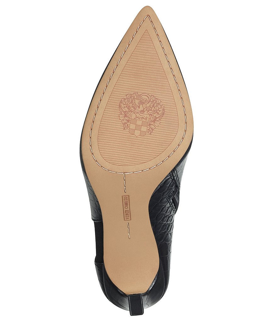 Vince Camuto Sindarah Pointed Toe Ankle Croco Embossed Leather Booties