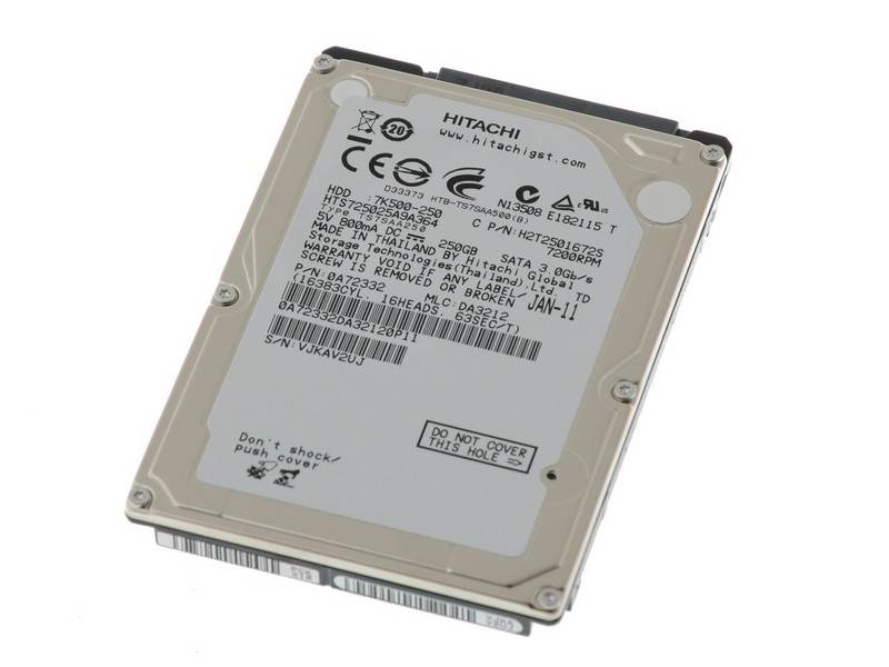 HITACHI 250GB 7200RPM 2.5" LAPTOP HARD DRIVE BARE DRIVE  HTS725025A9A364