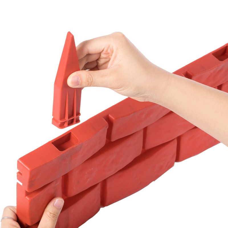 Gardenised Outdoor Brick Stone Gate Lawn Edging Pack of 8, Red