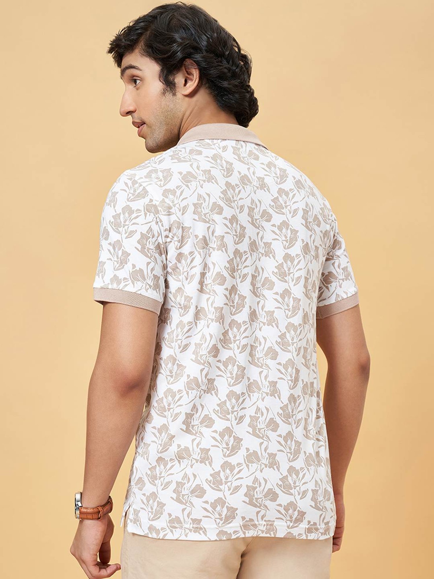 Byford By Pantaloons Appleblossom Slim Fit Printed Polo T-Shirt