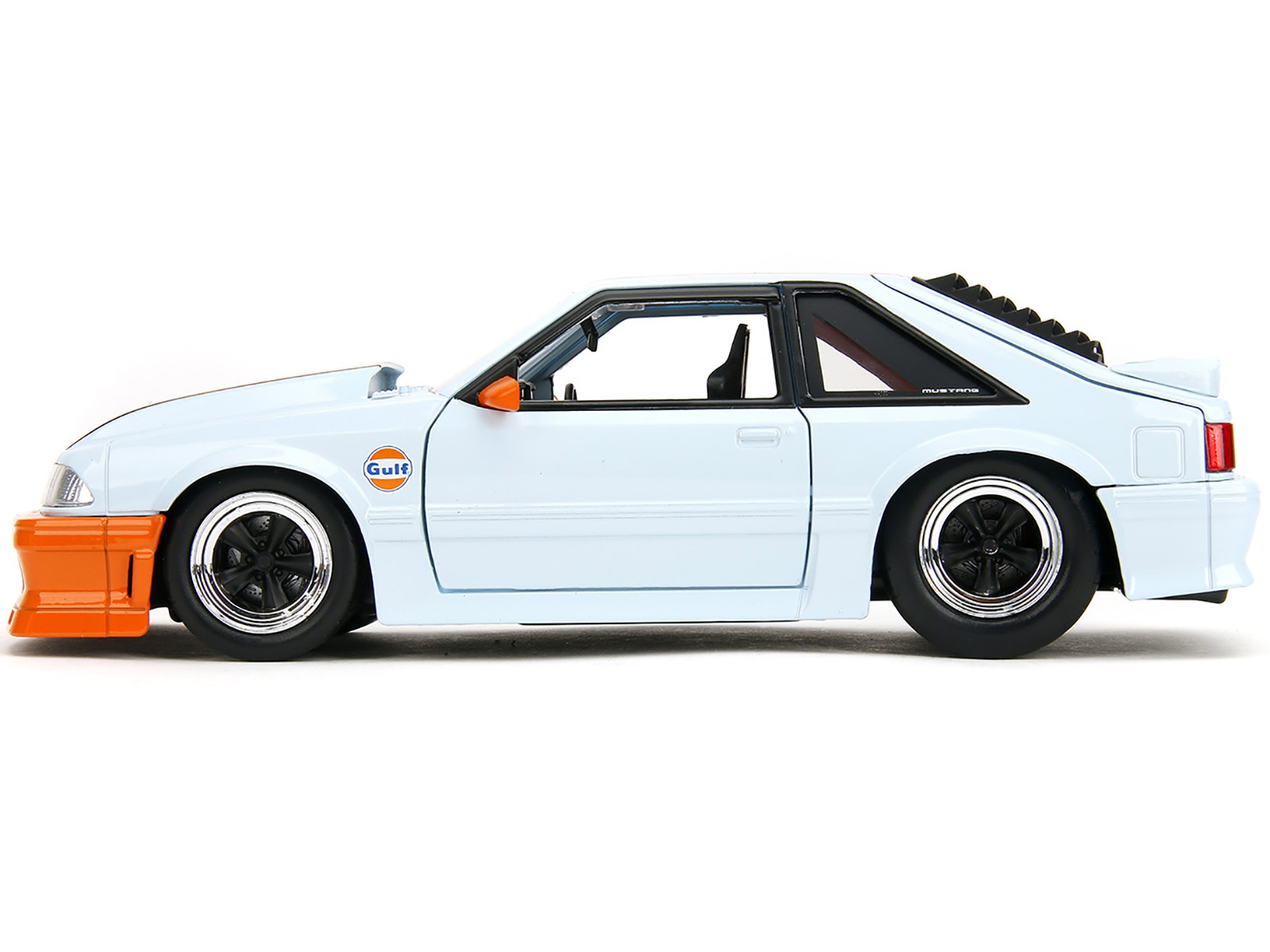 1989 Ford Mustang GT "Gulf Oil" Light Blue with Orange Stripe "Bigtime Muscle" Series 1/24 Diecast Model Car by Jada