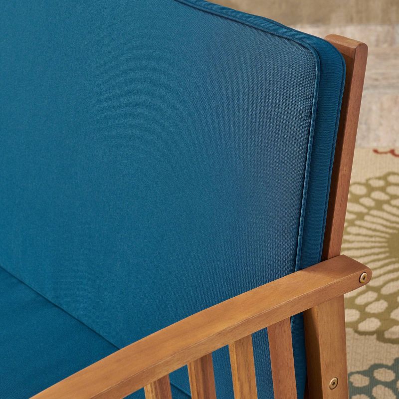 Carolina Acacia Wood Loveseat - Brown/Dark Teal - Christopher Knight Home