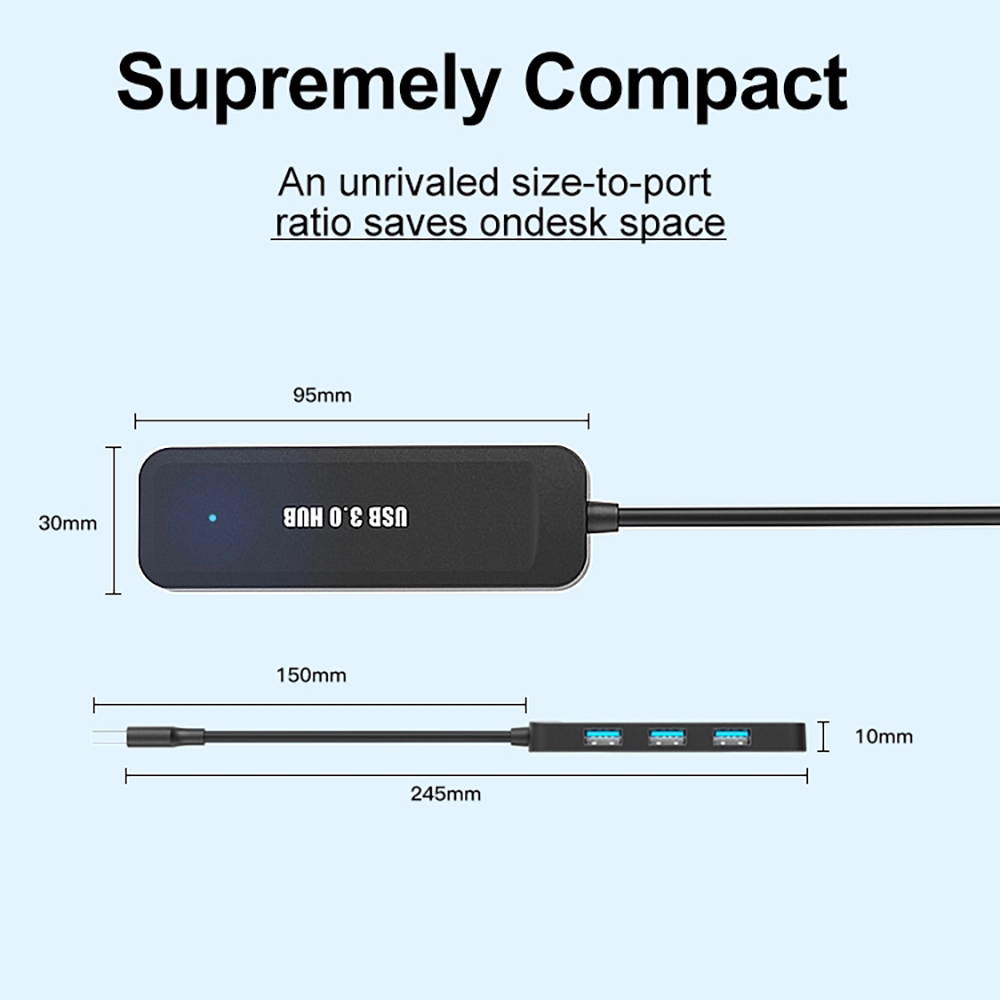 Hannord 4-Port USB 3.0 Hub, Ultra Slim Portable USB Data Hub Splitter for USB Expansion