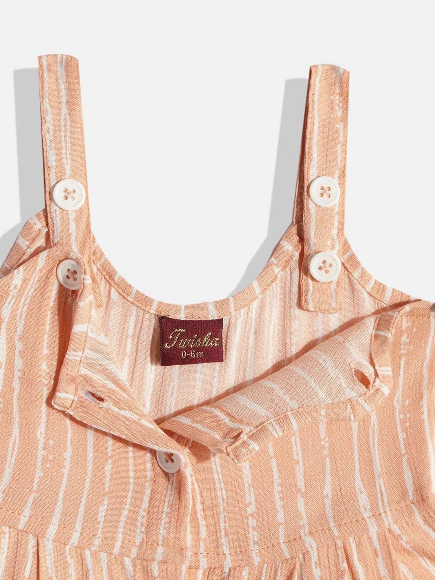 TWISHA Kids Peach & White Printed Jumpsuit Set