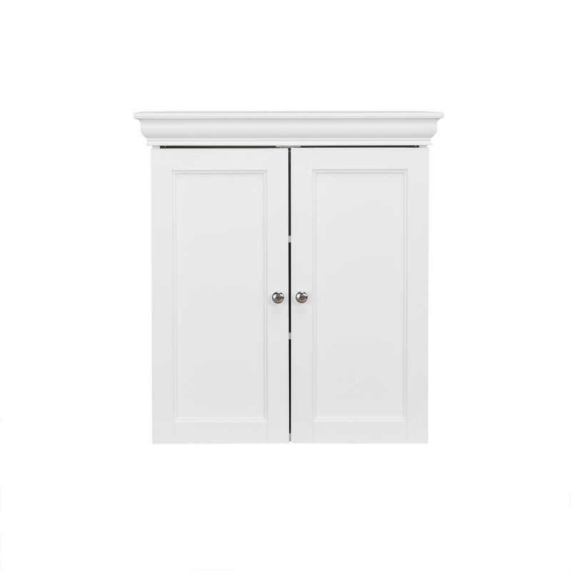 Decorative Wall Cabinet with Two Contemporary Doors White - Elegant Home Fashions