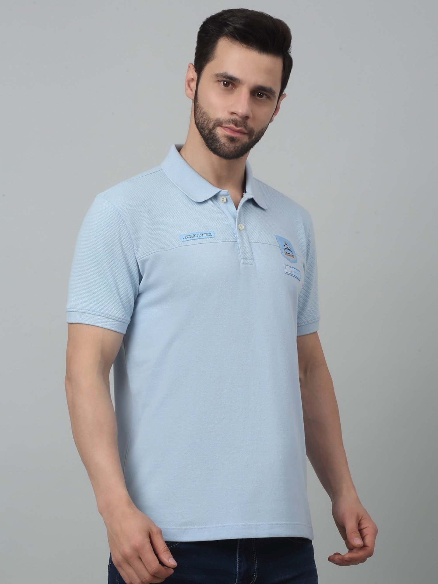 Cantabil Sky Blue Regular Fit Polo T-Shirt