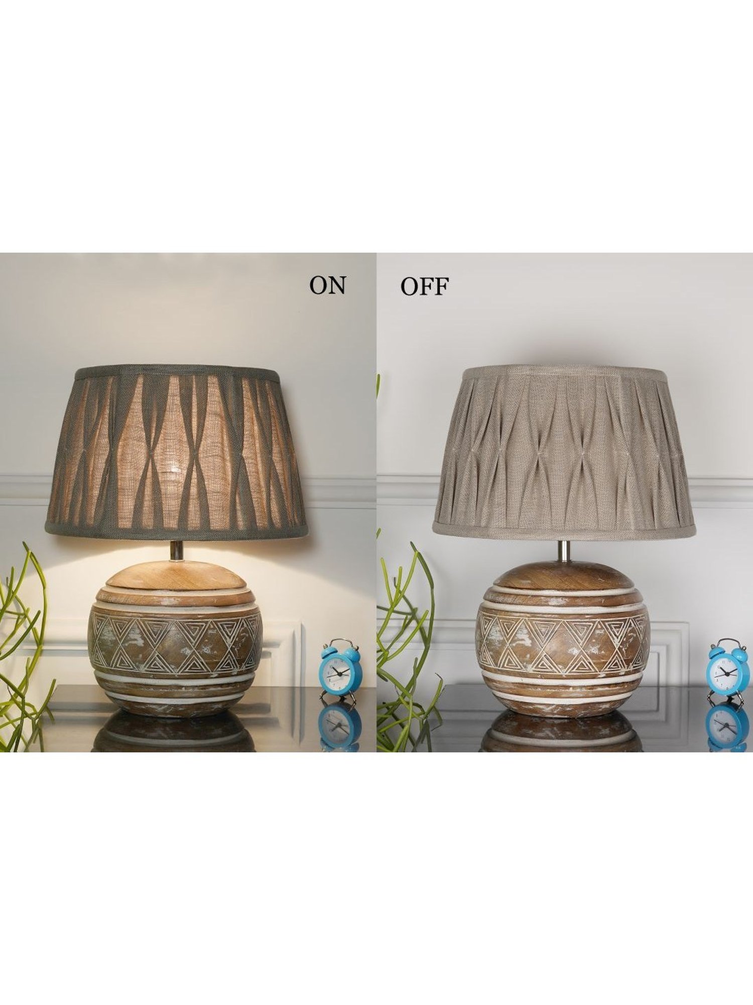 Kapoor Lamp Shades Distress White & Beige Wood Caelan Table Lamp