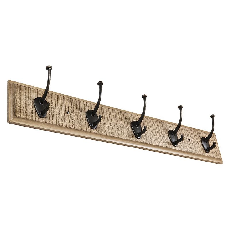 Sumner Street Home Hardware 5 Hook Rustic Wall Coat Rack White/Brass