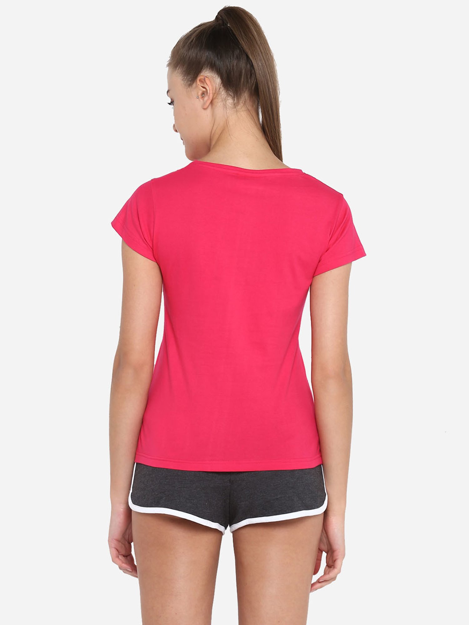 Appulse Dark Pink Cotton Slim Fit T-Shirt