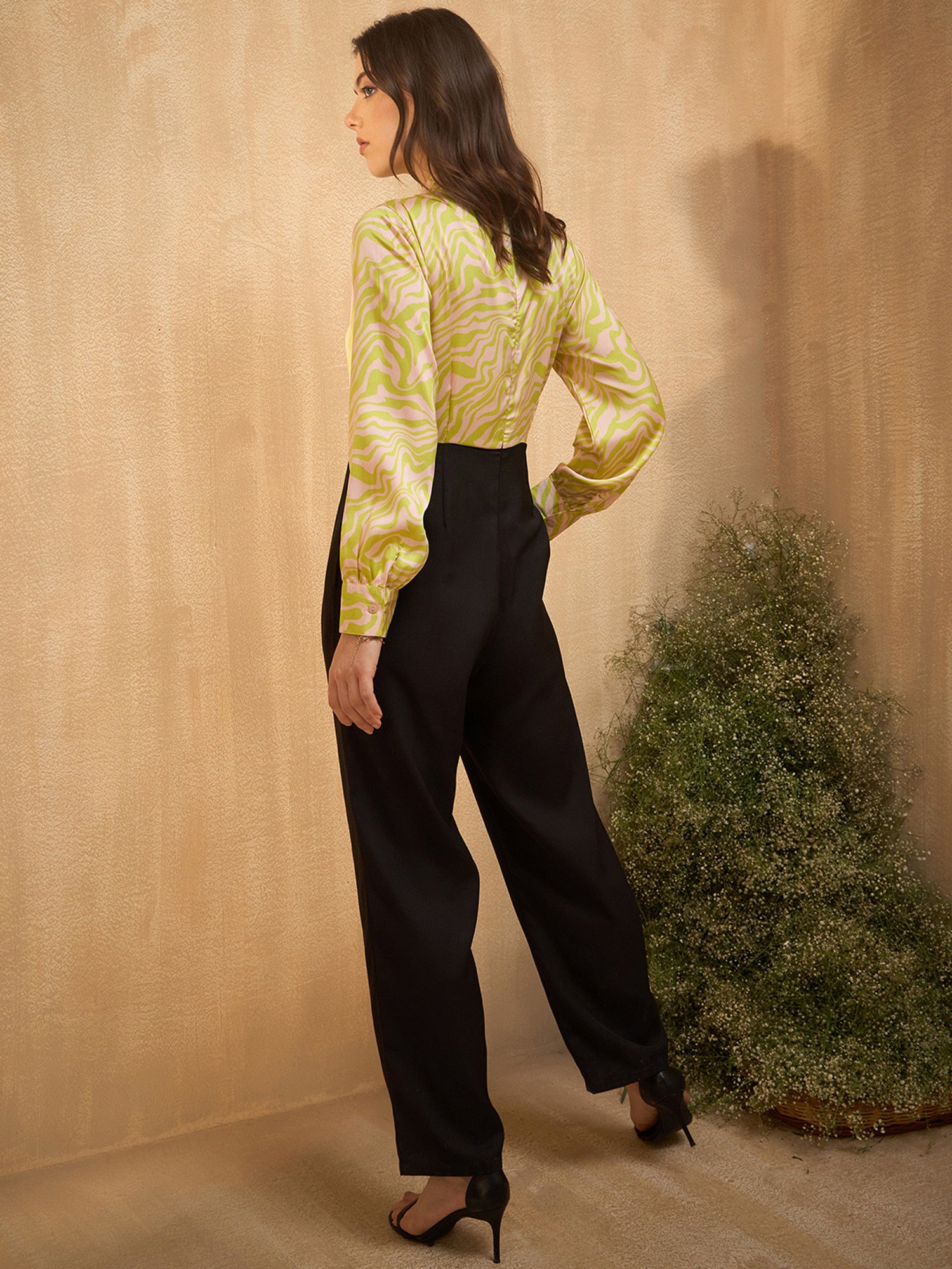 Marie Claire Green Printed Jumpsuit