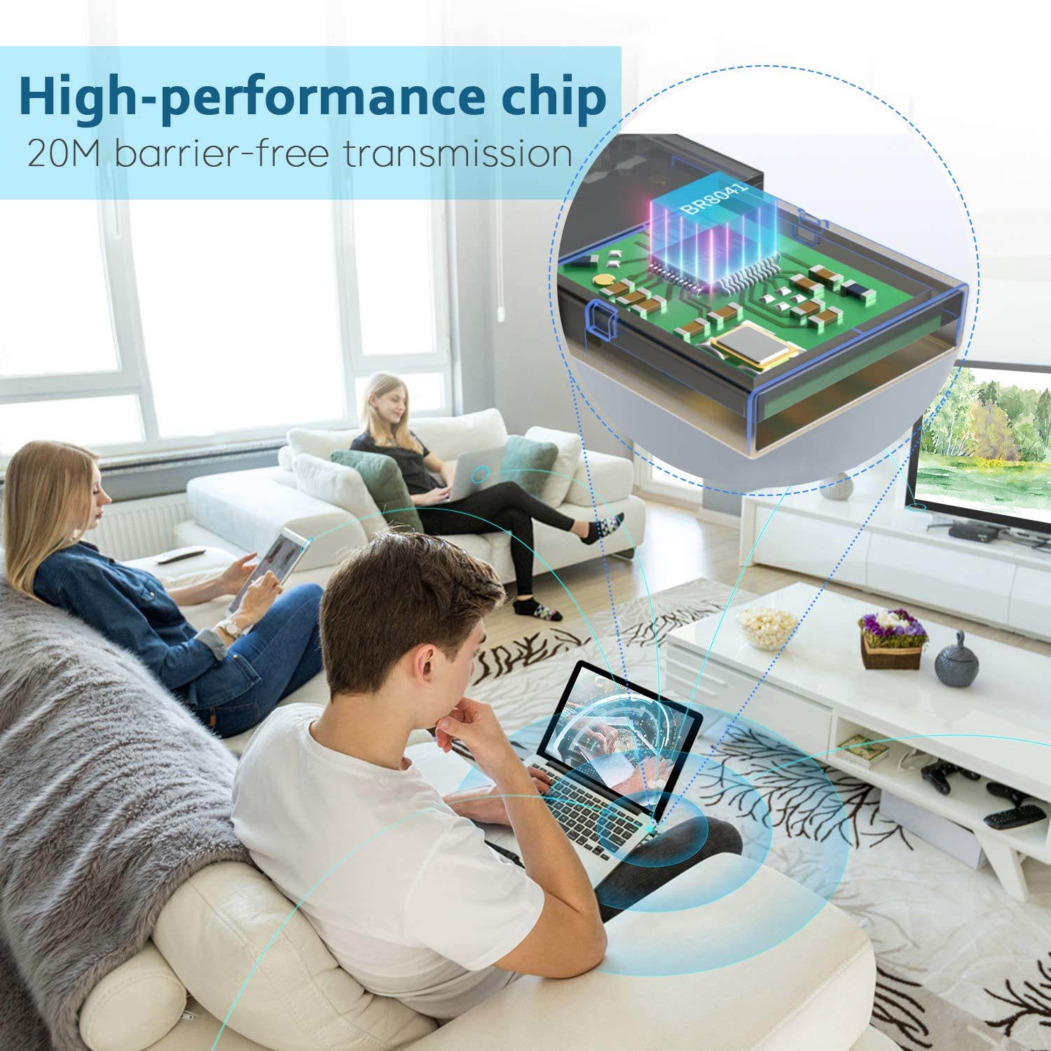 USB Bluetooth 5.0 Adapter for PC Win10/8.1/8/7/XP/Vista, Desktop Computer Bluetooth Dongle Receiver/Transmitter for Laptop Support to Connect Headset, Mouse, Keyboard, Printer, Speaker