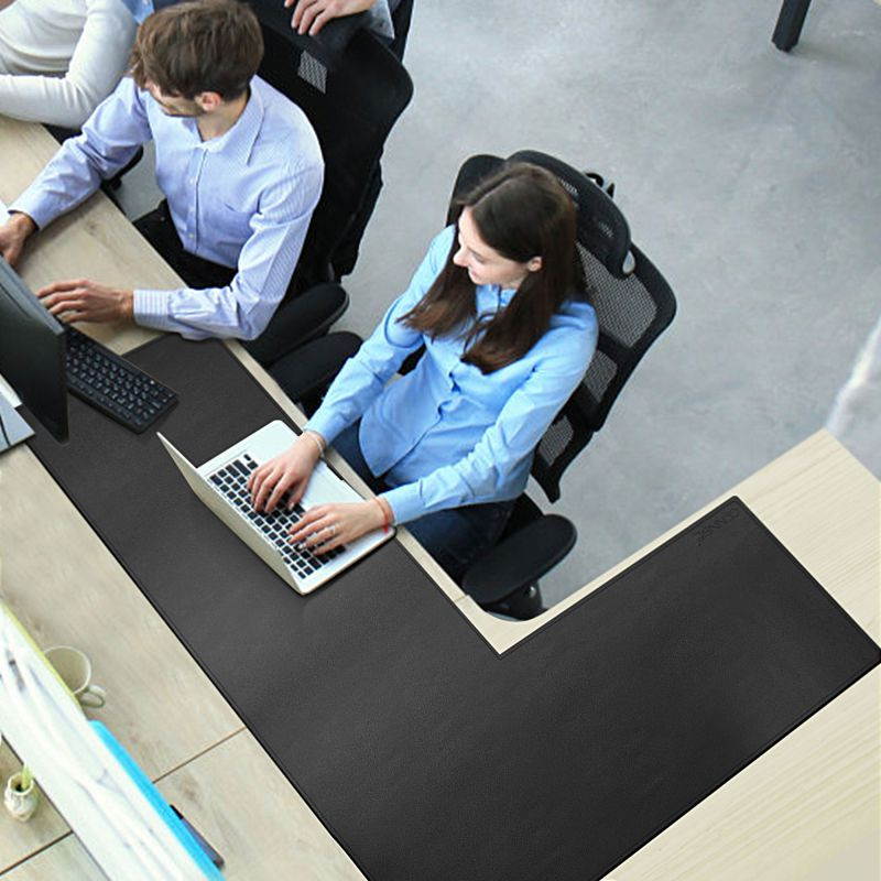 Large L-Shaped Leather Desk Pad - Home Office Accessories Corner Desk Mat - 47.2 x 55.1 inches Black