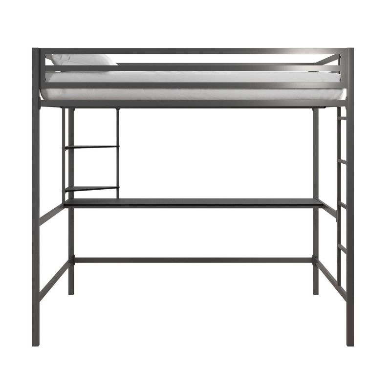 Full Maxwell Metal Loft Bedwith Desk & Shelves Gray/Black - Novogratz
