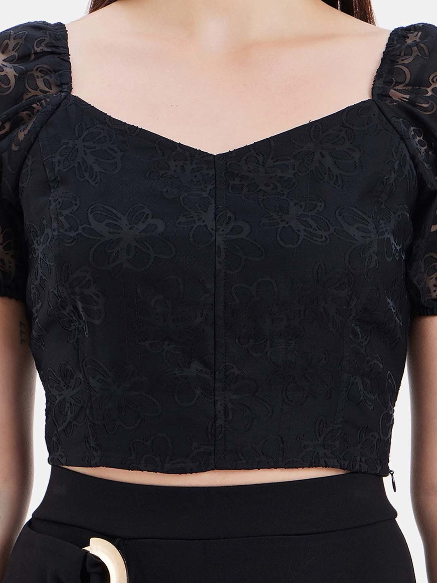 Kazo Black Textured Top