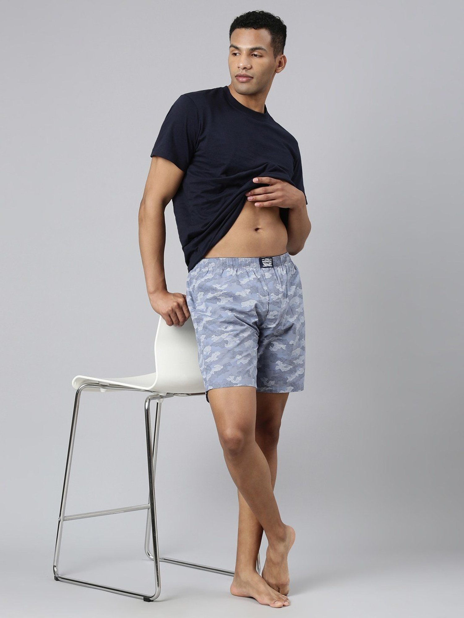 Levi'S Blue Pure Cotton Relaxed Fit Printed Shorts